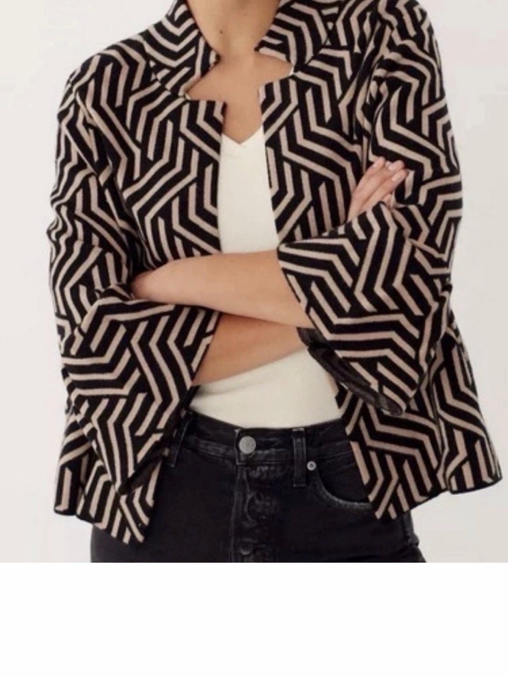 Maeve by Anthropologie Kalinda Geometric Jacket XS Cozy $158 Sweater Cardigan